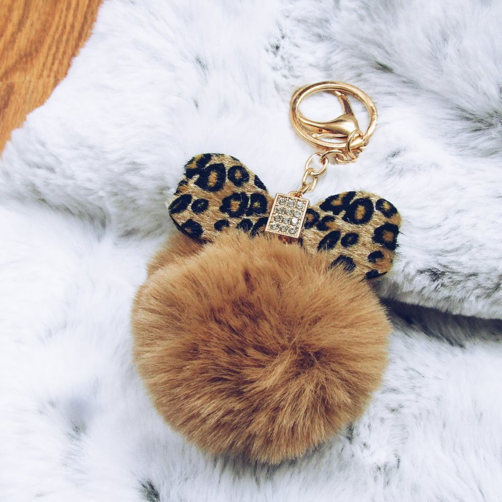 New Leopard Ears PomPom Keychain